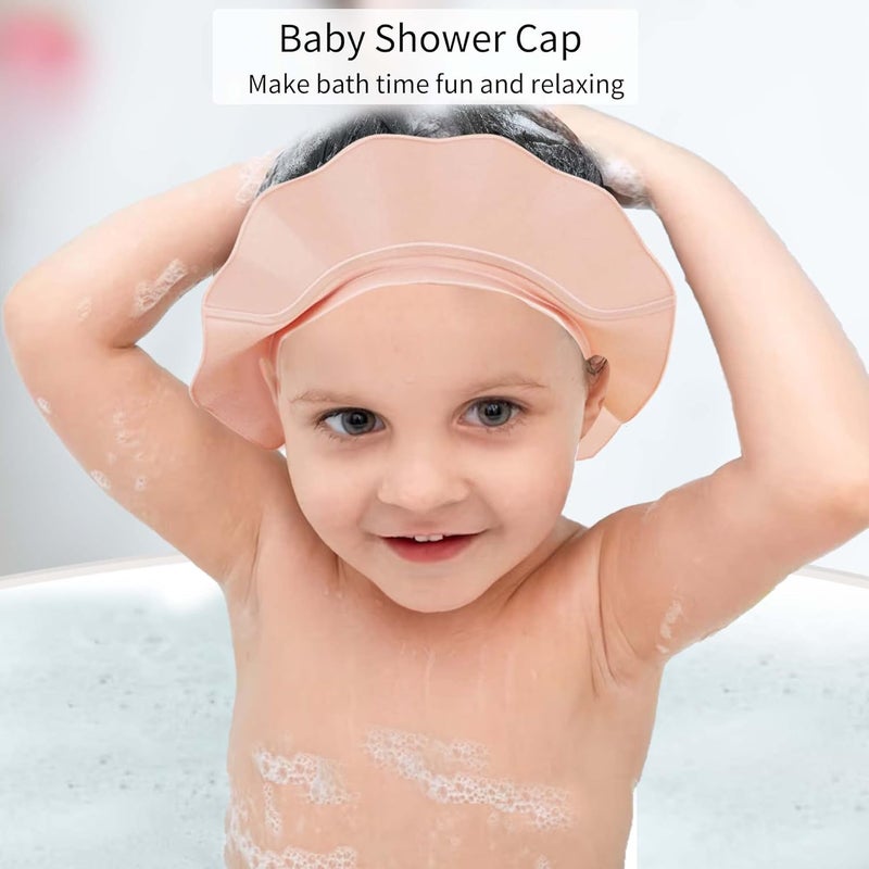 KOMIDK Baby Kids Shower Cap Shampoo Bath Bathing Hat Silicone Adjustable Washing Hair Shower Bathing Protection Shower Cap for Toddler, Baby, Kid, Children (Pink) - Image 3